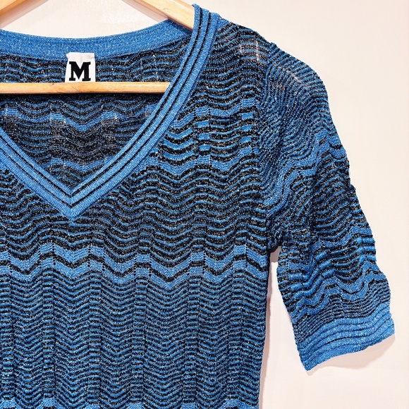 MISSONI Blue Sparkly Crochet Zigzag Dress - Picture 4 of 6
